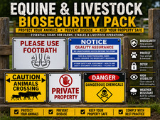 Listing image for Equine Livestock Biosecurity Sign Pack – Footbath Farm Yard Hygiene Signs