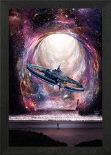 Listing image for Wormhole and UFO surfer Framed Wall Art Poster Canvas Print Picture