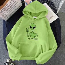 Listing image for Alien Hoodie Mens Womens Funny Graphic Sweatshirt Green UFO Streetwear Top UK
